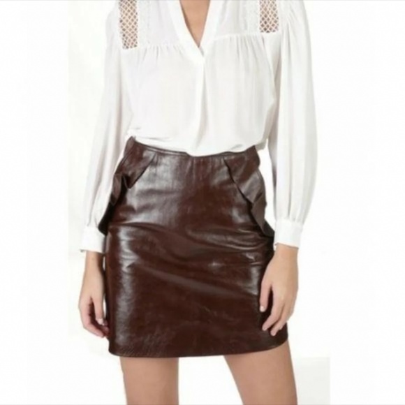 Buttery soft Sandro skirt in Chocolate/Brown color - Picture 1 of 4